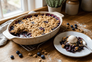 Blueberry Crumble with Frozen Blueberries